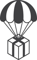 Parcel and parachute illustration in minimal style