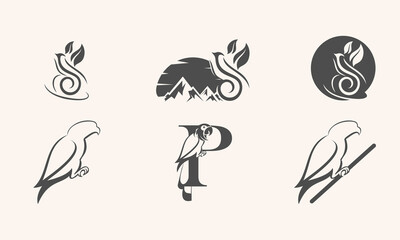 set bird logo creative