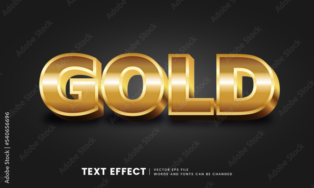 Poster 3d gold text effect. editable fancy shiny golden font style perfect for logotype, title or heading.