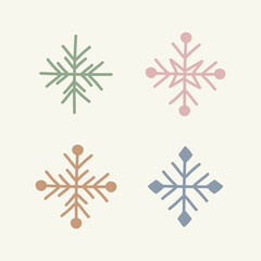 Hand drawn Christmas snowflakes. Set of icons. Vector