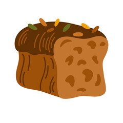 Bread. Whole grain, yeast baked bread. food sign. Ideal for cafe, restaurants, food shops and printing. Vector hand draw illustration isolated on the white background.