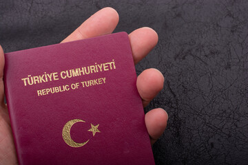 Passport of a citizen of the Turkey. International passport for travel and border crossing. - obrazy, fototapety, plakaty