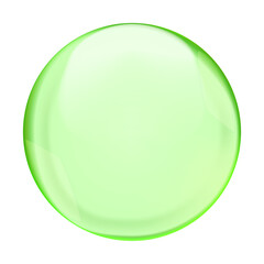 Green transparent bubble or round drop isolated on white background