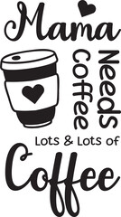 Mama Needs Coffee lettering and coffee quote illustration