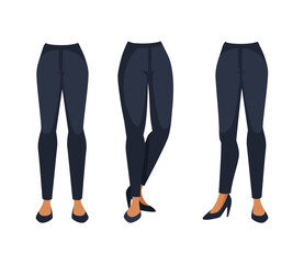 Office Woman Legs as Constructor and Creation Body Parts Vector Set