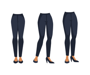 Office Woman Legs as Constructor and Creation Body Parts Vector Set