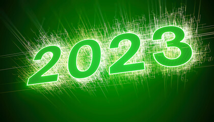 illustration - abstract neon light with the numbers 2023