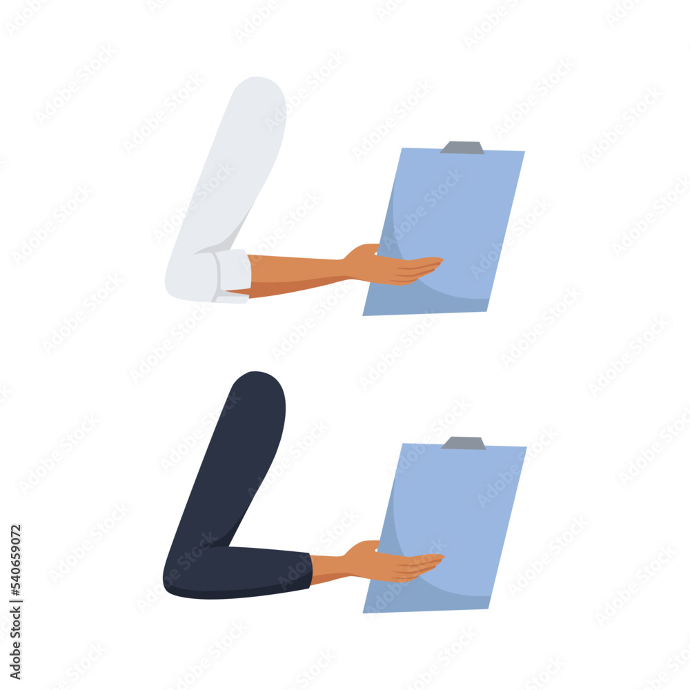 Poster woman character arms with blouse sleeve as constructor with separated body part vector set