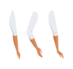 Woman Character Arms with Blouse Sleeve as Constructor with Separated Body Part Vector Set