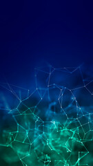 Abstract plexus background with lines and green and blue dot connection. Concept of technology and medicine.