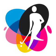 Hockey sport graphic with colorful design elements.