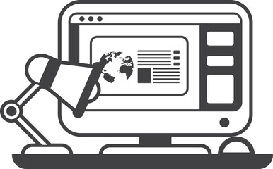 Desktop computers and lamps illustration in minimal style