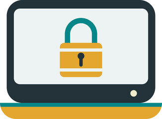 locked laptop illustration in minimal style