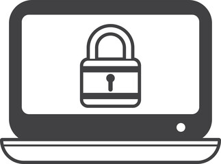 locked laptop illustration in minimal style