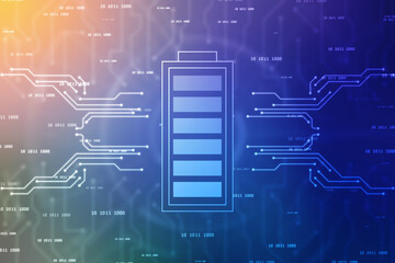 Battery Icon in digital background, battery supply Concept Background, Energy Efficiency Concept, Power and Energy background
