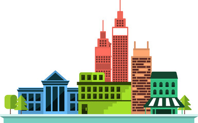 Illustrations flat design concept building city and tower. PNG