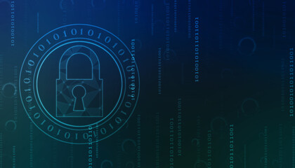 Digital Padlock on abstract technology background, Technology security concept. Modern safety digital background. Protection system, Cyber Security and safety information, personal data concept