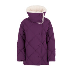 Warm purple women's winter jacket with large collar