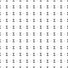 Square seamless background pattern from geometric shapes are different sizes and opacity. The pattern is evenly filled with big black sigma symbols. Vector illustration on white background