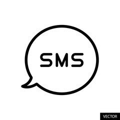 SMS, Short message service vector icon in line style design for website, app, UI, isolated on white background. Editable stroke. Vector illustration.
