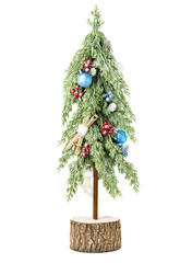 decorated creative Christmas tree on white isolated background