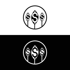 Circle money leaf nature logo 