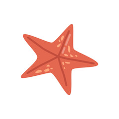 Fototapeta premium Starfish underwater creature living in ocean or sea. Marine echinoderm with five radiating arms. Predatory species environment. Vector in flat cartoon style