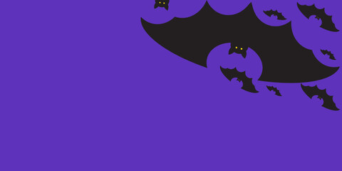 bat on purple background.Website spooky,Background or banner Halloween template.