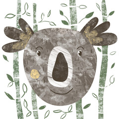 Koala. Portrait of a koala on a background of bamboo © Lena