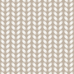 Wool background. Knit texture background. Knitted Seamless pattern. White, beige colours. Cozy  wallpaper. Vector illustration.