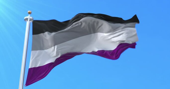 Asexual pride flag waving. Loop