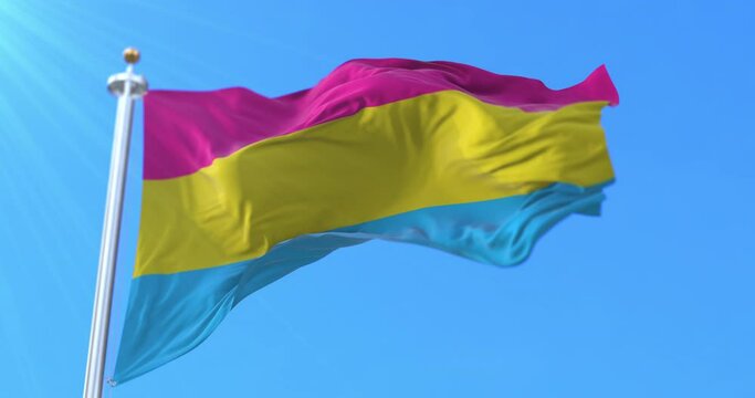 Pansexual pride flag waving. Loop