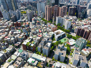 Fototapeta premium Top down view of Taipei city old town