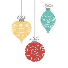 Isolated Christmas balls. Decoration on transparent background. PNG illustration
