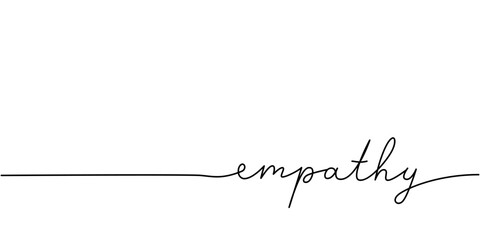 Empathy word - continuous one line with word. Minimalistic drawing of phrase illustration.