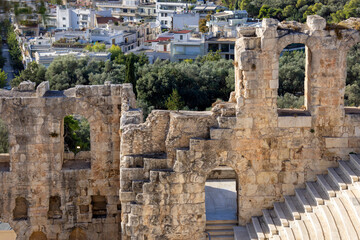 Theatre of Dionysus, remains of the ancient Greek theatre situated on the southern slope of the Acropolis hill, Athens, Greece