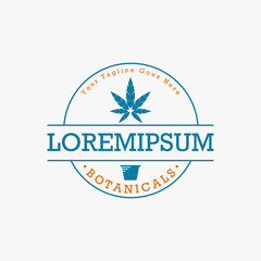 Fototapeta premium Simple and unique cannabis marijuana and pot in modern emblem image graphic icon logo design abstract concept vector stock. Can be used as symbol related to nature or beauty