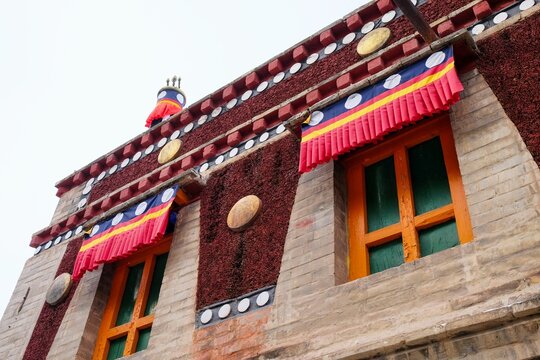 Low angle of the Ta'er temple, Kumbum monastery in Xining, Qinghai, China