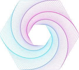 Spiral graphic line art gradient color. PNG