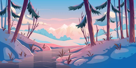 Wandaufkleber Winter forest background © klyaksun