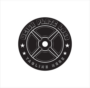 Cross Training and Fitness. Disk weight and barbell. Gym and Fitness logo.