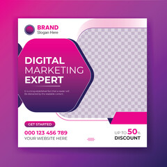 Digital Marketing Agency Social Media Post, Corporate Business Promotion Square Flyer design 