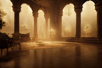 luxury golden renaissance palace interior