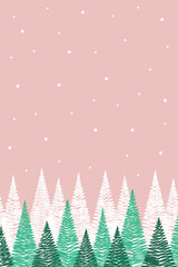 Christmas card with abstract trees. Winter background. Vector illustration