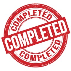 COMPLETED text written on red round stamp sign