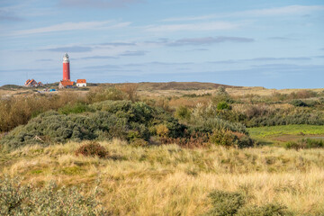 Fototapeta na wymiar Texel, Netherlands. October 2022. The lighthouse of Texel near de Cocksdorp.