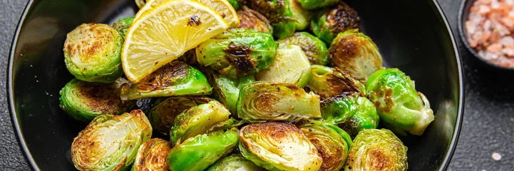 Fototapeten Brussels sprout fried grill vegetable meal food on the table copy space food background © Alesia Berlezova
