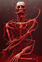 Deformed Body Horror Halloween Blood and Gore - Digital Art, 3D render, Concept Art - obrazy, fototapety, plakaty