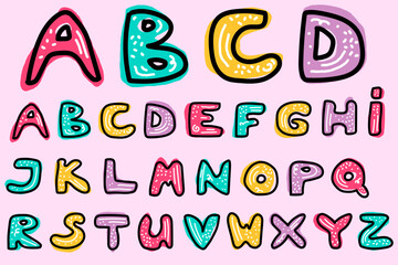A hand drawn funny colorful alphabet. Good for any project.