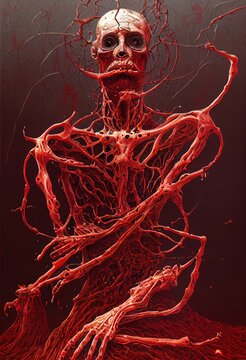 Deformed Body Horror Halloween Blood and Gore - Digital Art, 3D render, Concept Art